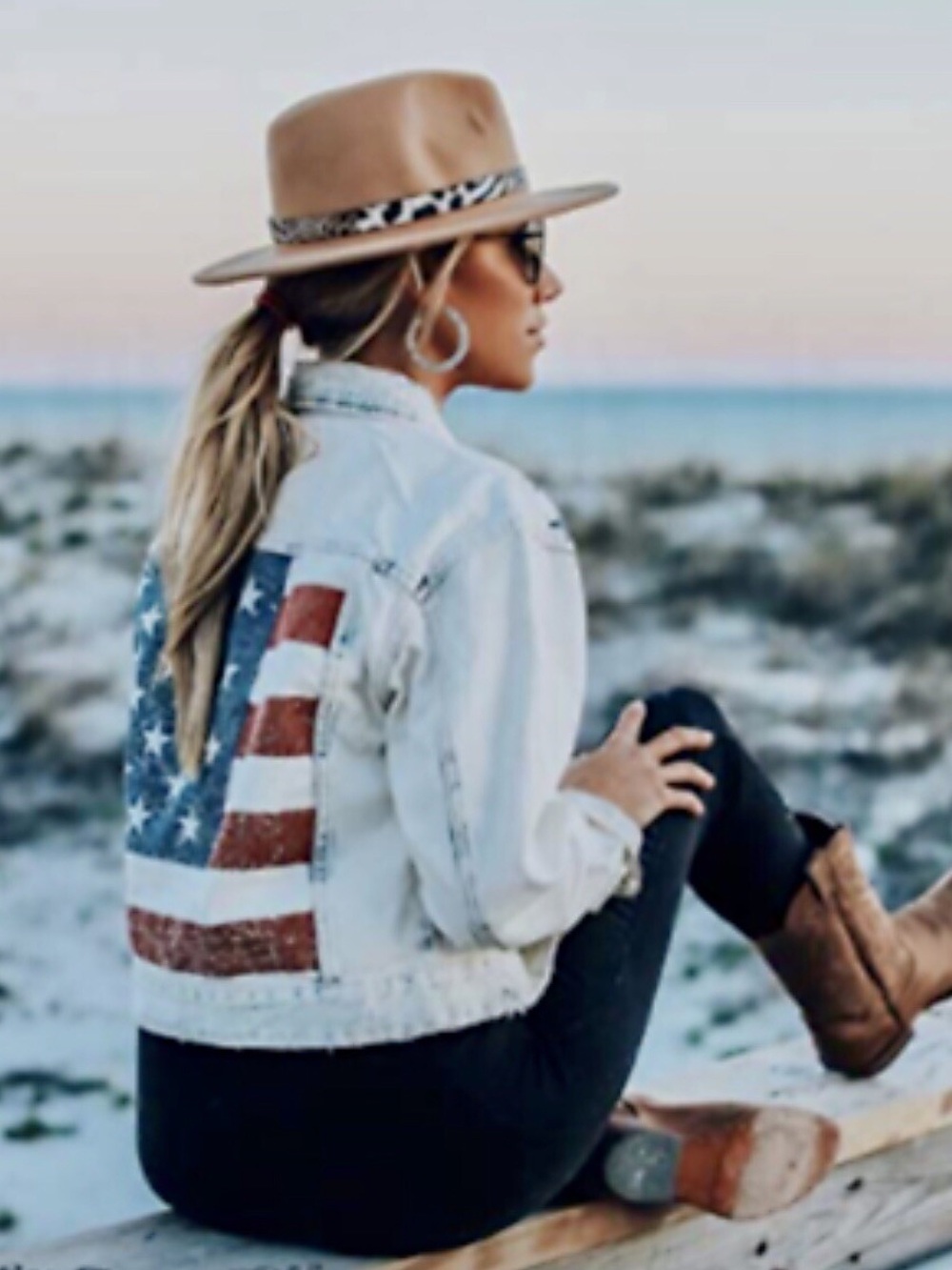Blank NYC American Flag Distressed Denim Jacket Size S - Picture 4 of 15